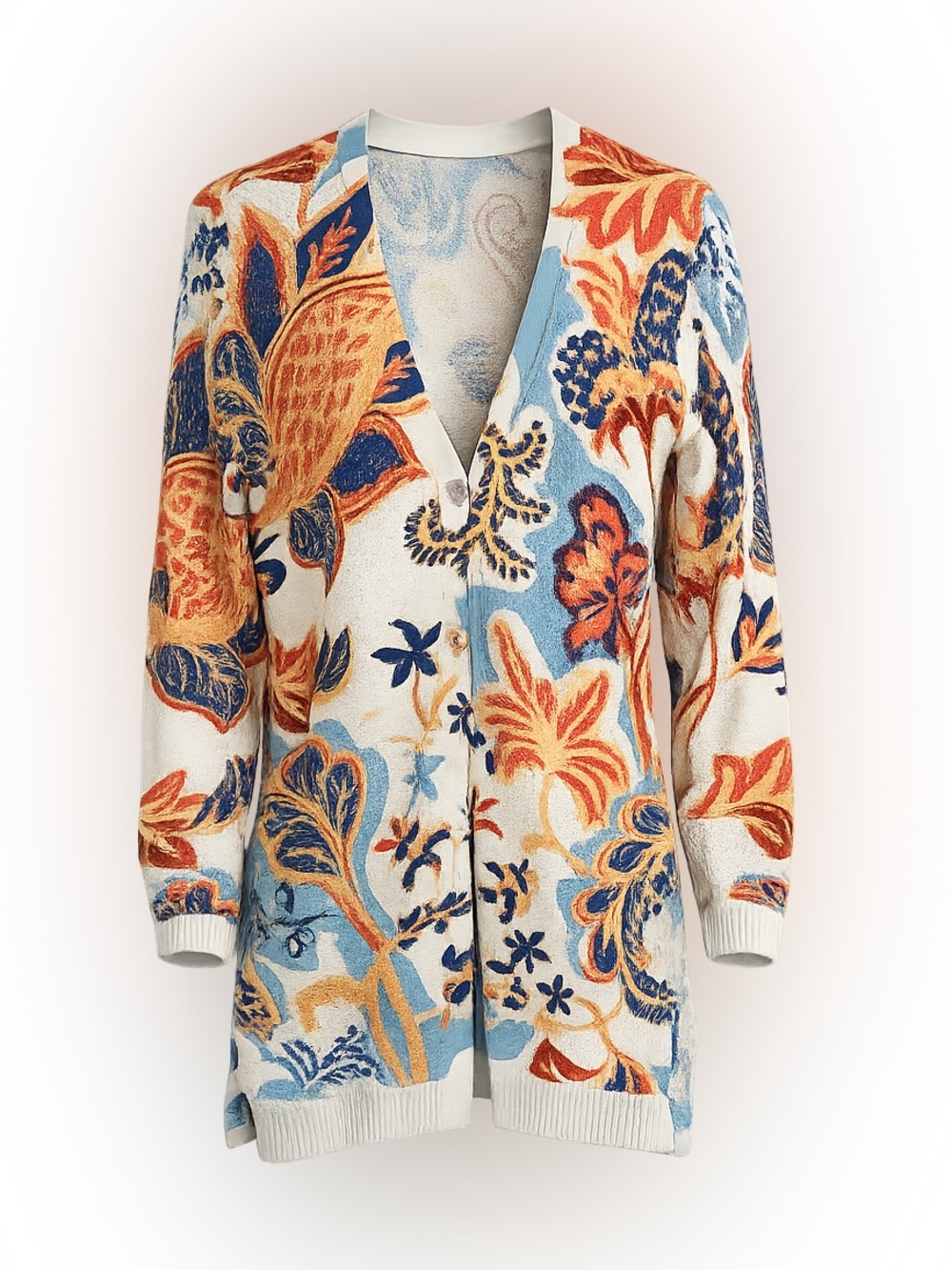 Soft Surroundings Floral Cardigan Sweater Petite Small Boho Colorful Knit